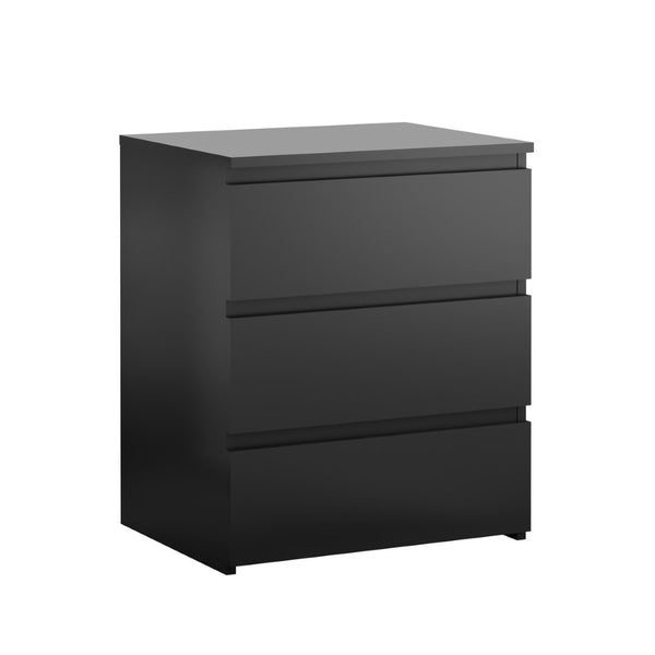 English Elm (set of 2) Compact 3-drawer Nightstand Chest Engineered Wood Bedroom Entryway Storage Unit Black W409P327395