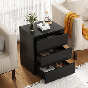 English Elm (set of 2) Compact 3-drawer Nightstand Chest Engineered Wood Bedroom Entryway Storage Unit Black W409P327395