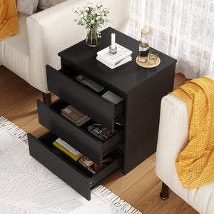 English Elm (set of 2) Compact 3-drawer Nightstand Chest Engineered Wood Bedroom Entryway Storage Unit Black W409P327395