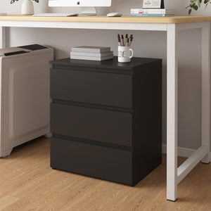 English Elm (set of 2) Compact 3-drawer Nightstand Chest Engineered Wood Bedroom Entryway Storage Unit Black W409P327395