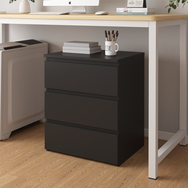 English Elm (set of 2) Compact 3-drawer Nightstand Chest Engineered Wood Bedroom Entryway Storage Unit Black W409P327395