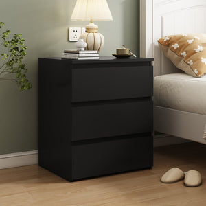 English Elm (set of 2) Compact 3-drawer Nightstand Chest Engineered Wood Bedroom Entryway Storage Unit Black W409P327395