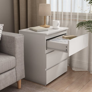 English Elm (set of 2) Compact 3-drawer Nightstand Chest Engineered Wood Bedroom Entryway Storage Unit White W409P327396