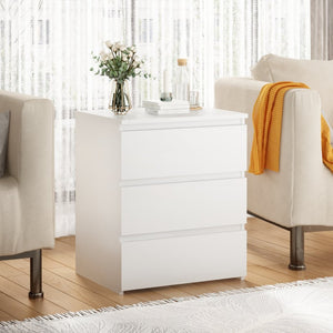 English Elm (set of 2) Compact 3-drawer Nightstand Chest Engineered Wood Bedroom Entryway Storage Unit White W409P327396
