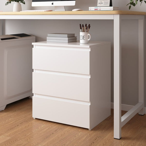 English Elm (set of 2) Compact 3-drawer Nightstand Chest Engineered Wood Bedroom Entryway Storage Unit White W409P327396