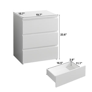 English Elm (set of 2) Compact 3-drawer Nightstand Chest Engineered Wood Bedroom Entryway Storage Unit White W409P327396