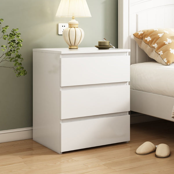 English Elm (set of 2) Compact 3-drawer Nightstand Chest Engineered Wood Bedroom Entryway Storage Unit White W409P327396