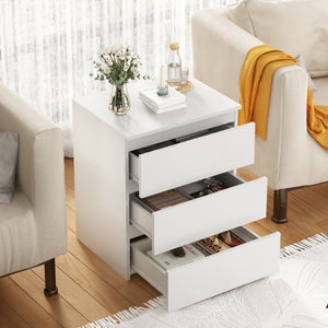 English Elm (set of 2) Compact 3-drawer Nightstand Chest Engineered Wood Bedroom Entryway Storage Unit White W409P327396