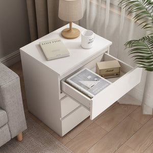 English Elm (set of 2) Compact 3-drawer Nightstand Chest Engineered Wood Bedroom Entryway Storage Unit White W409P327396