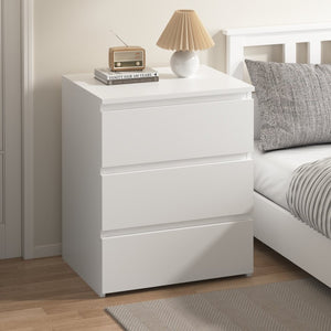 English Elm (set of 2) Compact 3-drawer Nightstand Chest Engineered Wood Bedroom Entryway Storage Unit White W409P327396