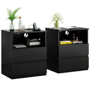 English Elm (set of 2) Compact 3-drawer Nightstand Chest Engineered Wood Bedroom Entryway Storage Unit W409P327398