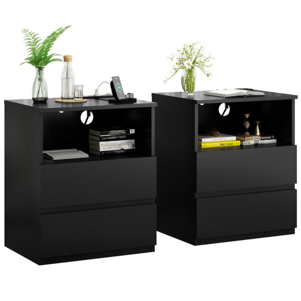 English Elm (set of 2) Compact 3-drawer Nightstand Chest Engineered Wood Bedroom Entryway Storage Unit W409P327398