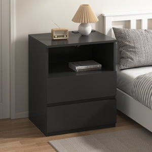 English Elm (set of 2) Compact 3-drawer Nightstand Chest Engineered Wood Bedroom Entryway Storage Unit W409P327398