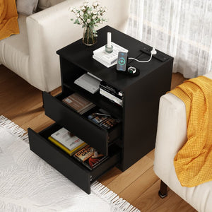 English Elm (set of 2) Compact 3-drawer Nightstand Chest Engineered Wood Bedroom Entryway Storage Unit W409P327398