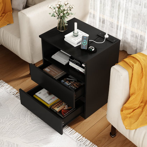 English Elm (set of 2) Compact 3-drawer Nightstand Chest Engineered Wood Bedroom Entryway Storage Unit W409P327398