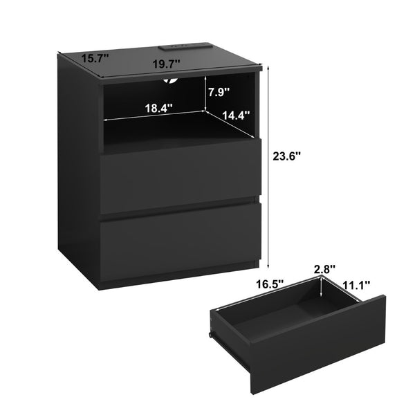 English Elm (set of 2) Compact 3-drawer Nightstand Chest Engineered Wood Bedroom Entryway Storage Unit W409P327398