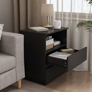 English Elm (set of 2) Compact 3-drawer Nightstand Chest Engineered Wood Bedroom Entryway Storage Unit W409P327398