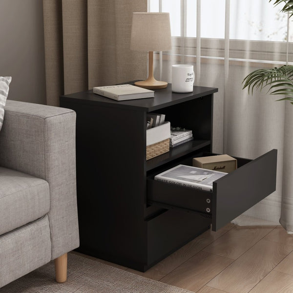 English Elm (set of 2) Compact 3-drawer Nightstand Chest Engineered Wood Bedroom Entryway Storage Unit W409P327398