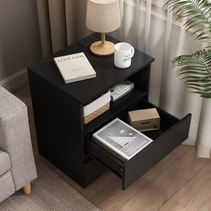 English Elm (set of 2) Compact 3-drawer Nightstand Chest Engineered Wood Bedroom Entryway Storage Unit W409P327398