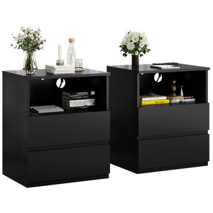 English Elm (set of 2) Compact 3-drawer Nightstand Chest Engineered Wood Bedroom Entryway Storage Unit W409P327398