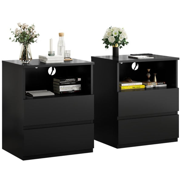 English Elm (set of 2) Compact 3-drawer Nightstand Chest Engineered Wood Bedroom Entryway Storage Unit W409P327398