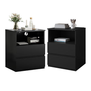 English Elm (set of 2) Compact 3-drawer Nightstand Chest Engineered Wood Bedroom Entryway Storage Unit W409P327398