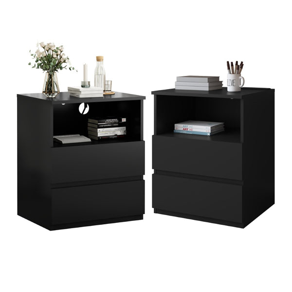 English Elm (set of 2) Compact 3-drawer Nightstand Chest Engineered Wood Bedroom Entryway Storage Unit W409P327398