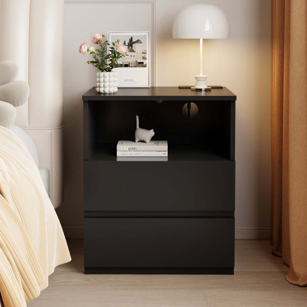 English Elm (set of 2) Compact 3-drawer Nightstand Chest Engineered Wood Bedroom Entryway Storage Unit W409P327398