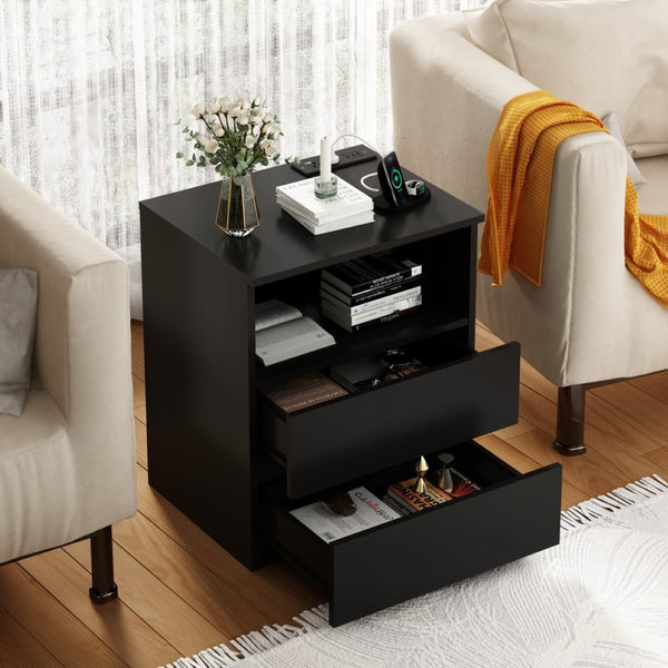 English Elm (set of 2) Compact 3-drawer Nightstand Chest Engineered Wood Bedroom Entryway Storage Unit W409P327398