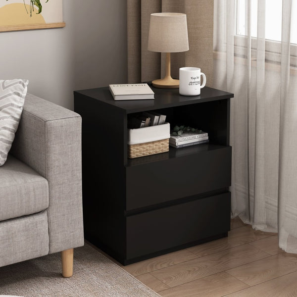 English Elm (set of 2) Compact 3-drawer Nightstand Chest Engineered Wood Bedroom Entryway Storage Unit W409P327398