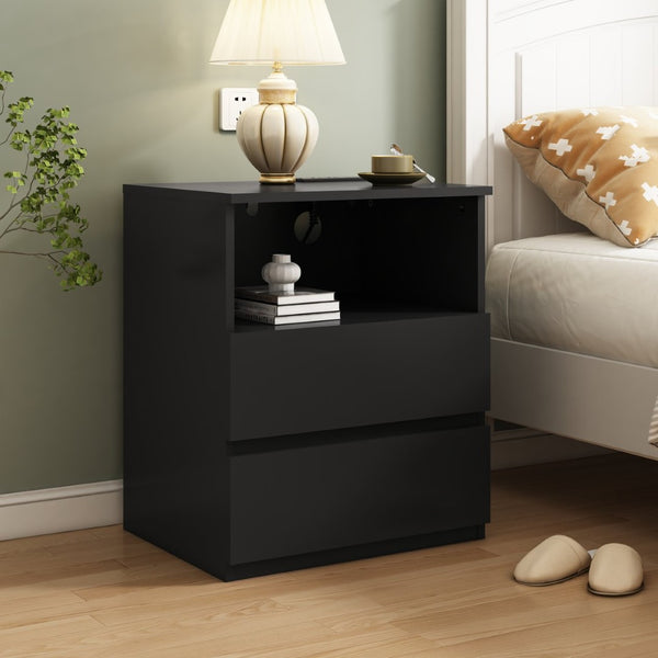 English Elm (set of 2) Compact 3-drawer Nightstand Chest Engineered Wood Bedroom Entryway Storage Unit W409P327398