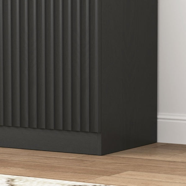 English Elm Black Matte Credenza with Four Door Concealed Shelving for Dining and Living Rooms W409P327399