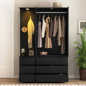English Elm W409s00007 Particle Board Wardrobe Cabinet with Wall Anchor for Bedroom Storage W409P327411