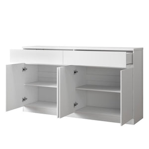 English Elm Sideboard Buffet with 2 Drawers 4 Doors White Wood Finish for Dining Room Storage W409P329794