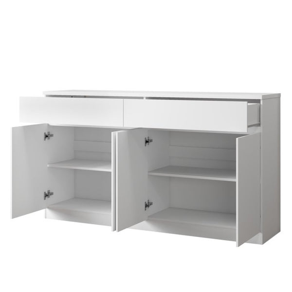 English Elm Sideboard Buffet with 2 Drawers 4 Doors White Wood Finish for Dining Room Storage W409P329794