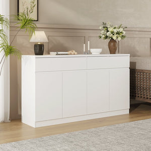 English Elm Sideboard Buffet with 2 Drawers 4 Doors White Wood Finish for Dining Room Storage W409P329794