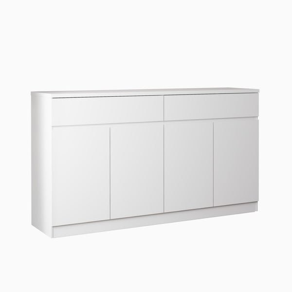 English Elm Sideboard Buffet with 2 Drawers 4 Doors White Wood Finish for Dining Room Storage W409P329794