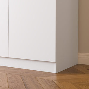 English Elm Sideboard Buffet with 2 Drawers 4 Doors White Wood Finish for Dining Room Storage W409P329794