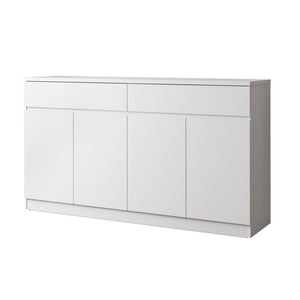 English Elm Sideboard Buffet with 2 Drawers 4 Doors White Wood Finish for Dining Room Storage W409P329794