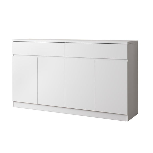 English Elm Sideboard Buffet with 2 Drawers 4 Doors White Wood Finish for Dining Room Storage W409P329794