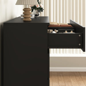English Elm 8 Drawer Tall Wood Chest Matte Black Finish Modern Bedroom Closet Storage Organizer W409P338206