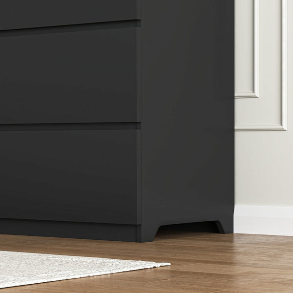 English Elm 8 Drawer Tall Wood Chest Matte Black Finish Modern Bedroom Closet Storage Organizer W409P338206