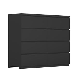 English Elm 8 Drawer Tall Wood Chest Matte Black Finish Modern Bedroom Closet Storage Organizer W409P338206