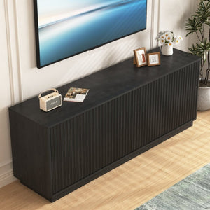 English Elm Buffet Credenza with Four Door Storage and Shelves for Dining or Coffee Bar Black W409P387583