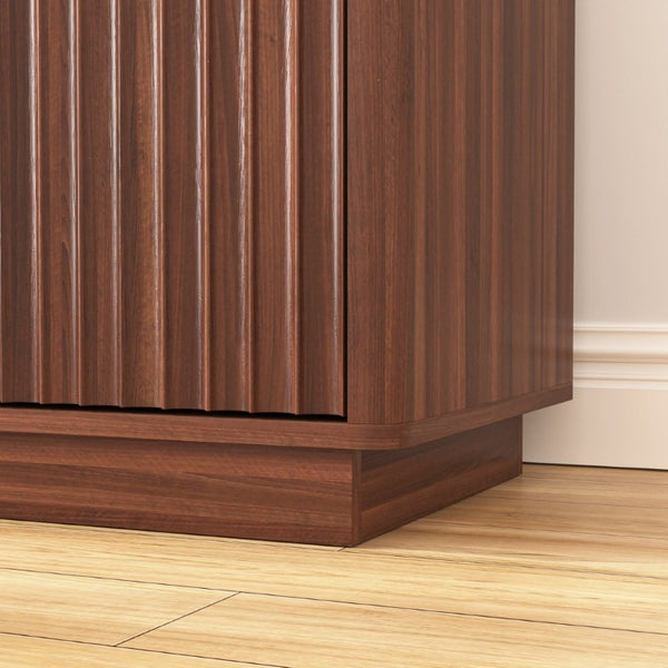 English Elm Buffet Credenza with Four Door Storage and Shelves for Dining or Coffee Bar Walnut W409P387586