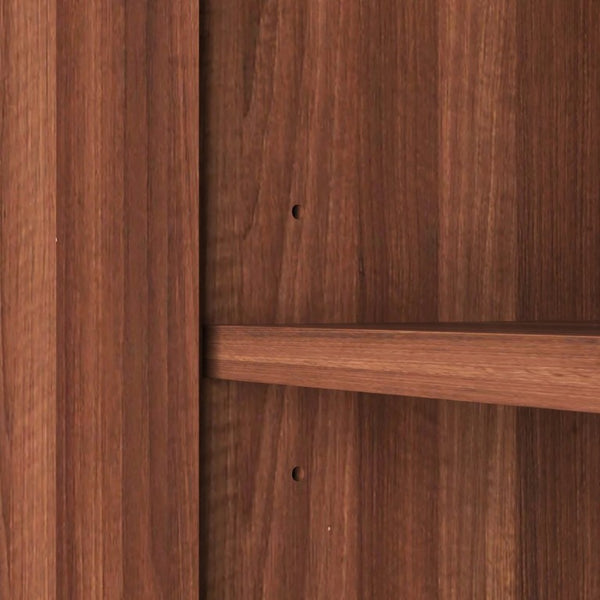 English Elm Buffet Credenza with Four Door Storage and Shelves for Dining or Coffee Bar Walnut W409P387586