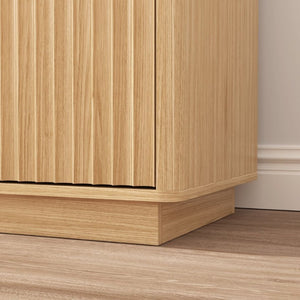 English Elm Buffet Credenza 63 Inch Engineered Wood Sideboard with Four Doors and Adjustable Shelves W409P387589
