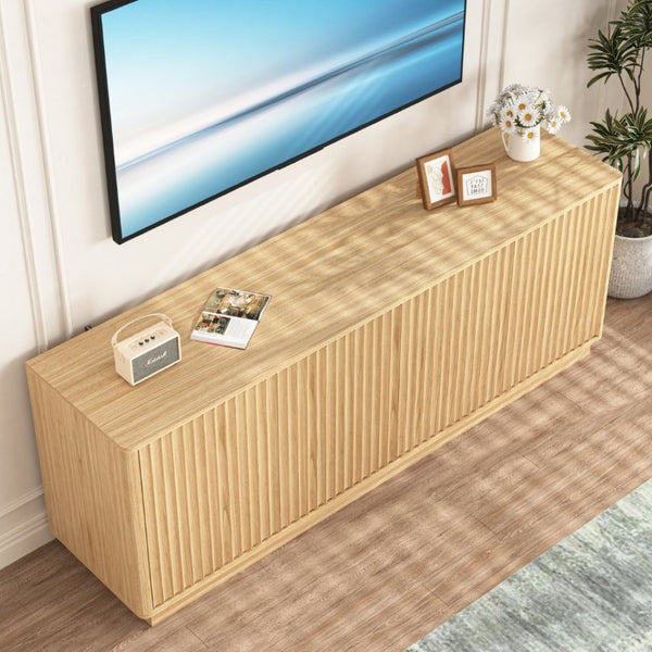 English Elm Buffet Credenza 63 Inch Engineered Wood Sideboard with Four Doors and Adjustable Shelves W409P387589