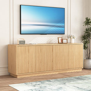English Elm Buffet Credenza 63 Inch Engineered Wood Sideboard with Four Doors and Adjustable Shelves W409P387589