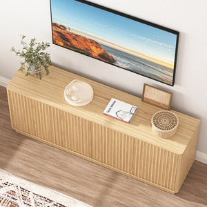 English Elm Buffet Credenza 63 Inch Engineered Wood Sideboard with Four Doors and Adjustable Shelves W409P387589